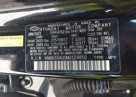 2021 Hyundai Kona Electric Limited z USA, uszkodzony, nr VIN KM8K33AG0MU129850
